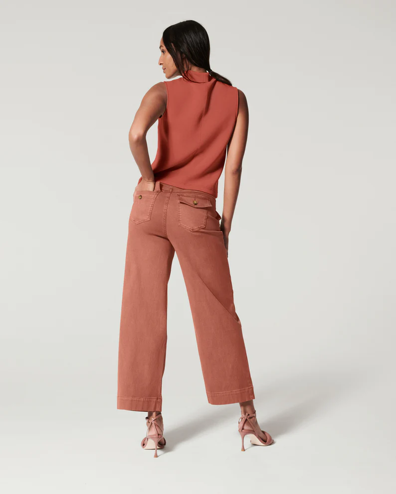 Stretch Twill Cropped Wide Leg Pant