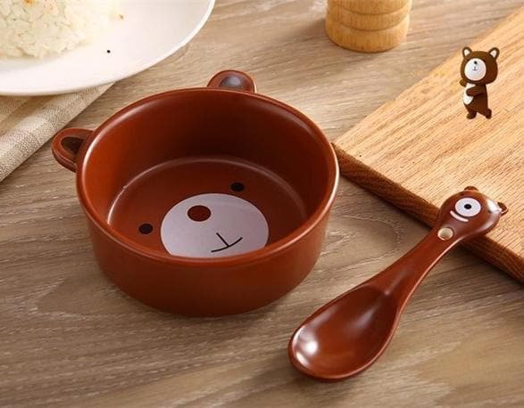 Kawaii Cartoon Ceramic Dining Bowl Spoon SP179164