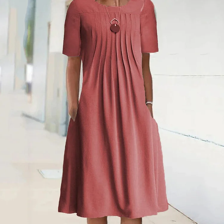Short Sleeve Mid-Length Dress Women's Clothing VangoghDress