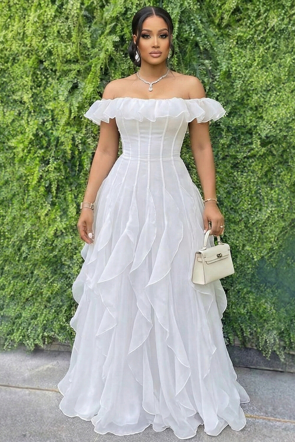 loragal white dress The Lara in V. Chapman 14 41 57 153 102 81 104 2XL 14 Loragal Off Shoulder Ruffle Trim