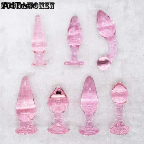 pornhint Pornhint 7 Types Pink Crystal Glass Anal Plug Adult Products Prostate Massager Sex Toys