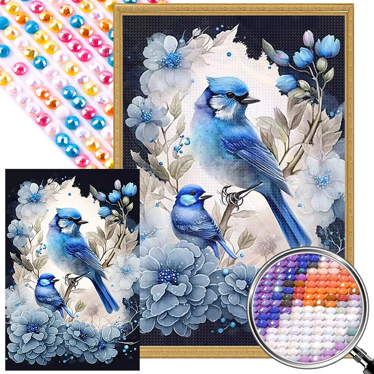 Bluebird On Twig 40*60CM (Canvas) Full AB Round Drill Diamond Painting gbfke