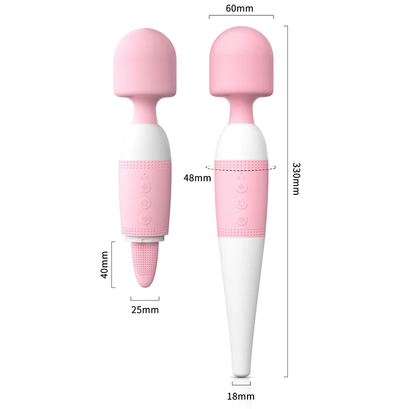 Vibrator Magic Wand Body Massager with Soft Tongue Licking - Rose Toy