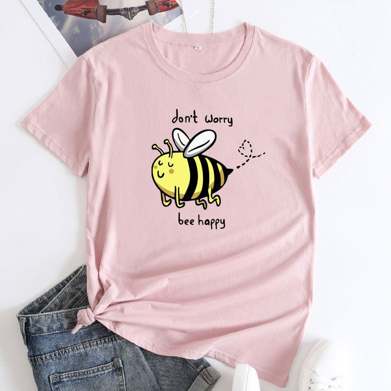 Don't Worry Bee Happy Women's Cotton T-Shirt | ARKGET