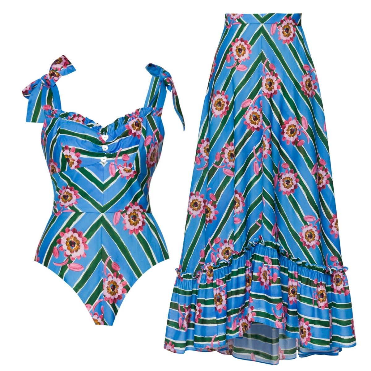 【新品】DIMENSIONAL RIBBON SWIM WEAR Bandage Bowknot Design Striped Print One Piece Swimsuit and
