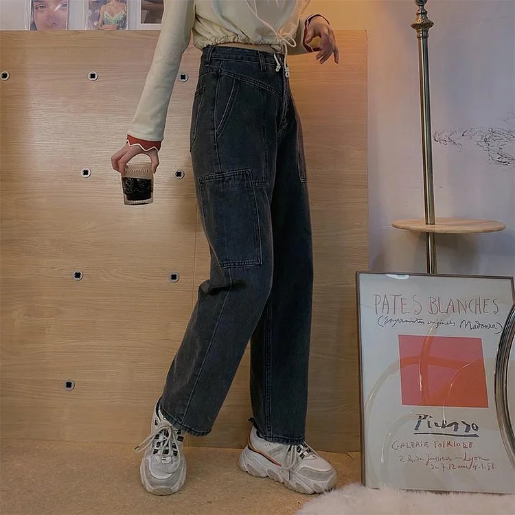 Korean Fashion Retro High Waist Jeans TK026