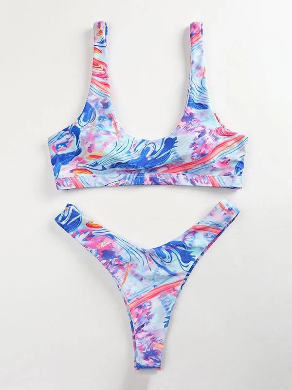 Colorful Backless Bikini Swimsuit