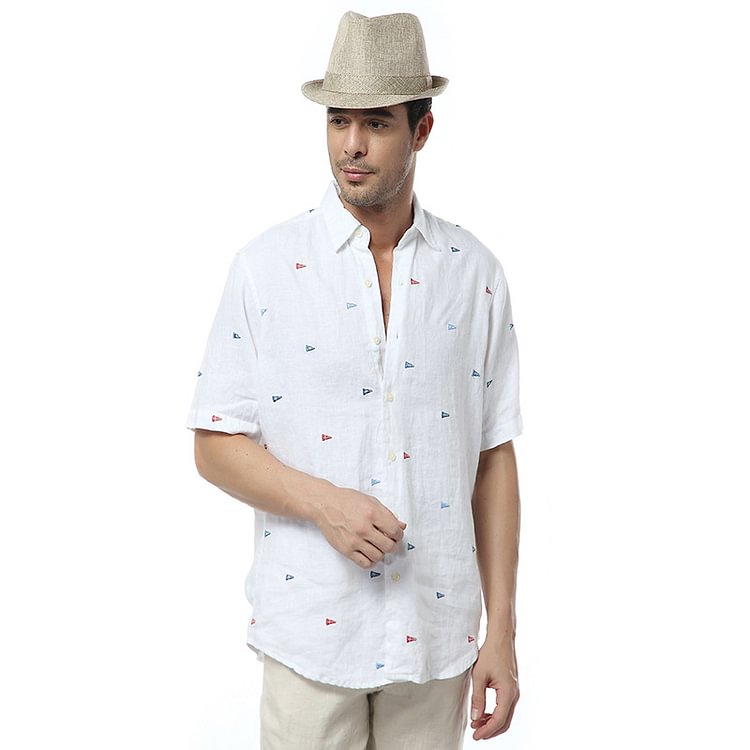 Printed Mens Linen Shirt-ChouChouHome