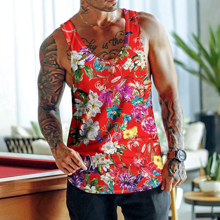 Men's Casual Breathable Printed Vest Seaside Beach Vest