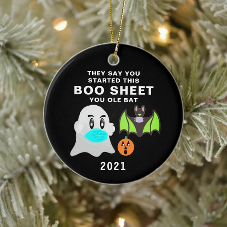 Halloween 2021 Ghost Boo Sheet Saying Ornament Home Decor