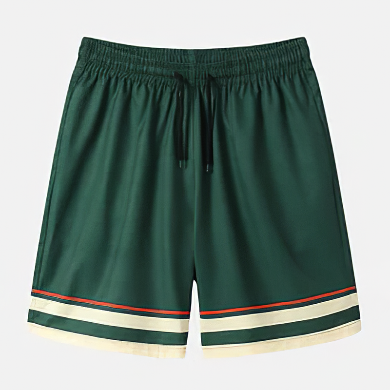 Casual Retro Green Stripes Shorts