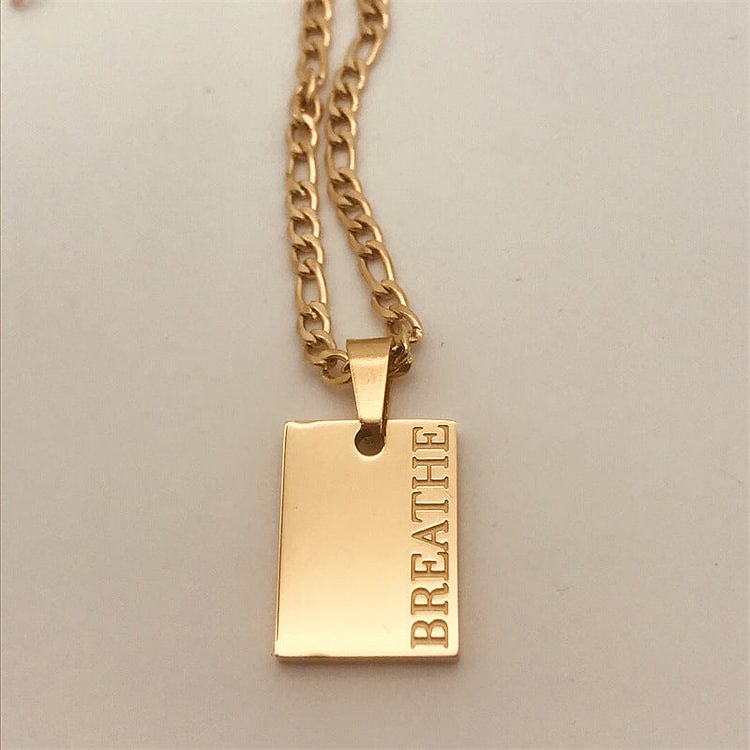 Engraved Phrase Square Pendant