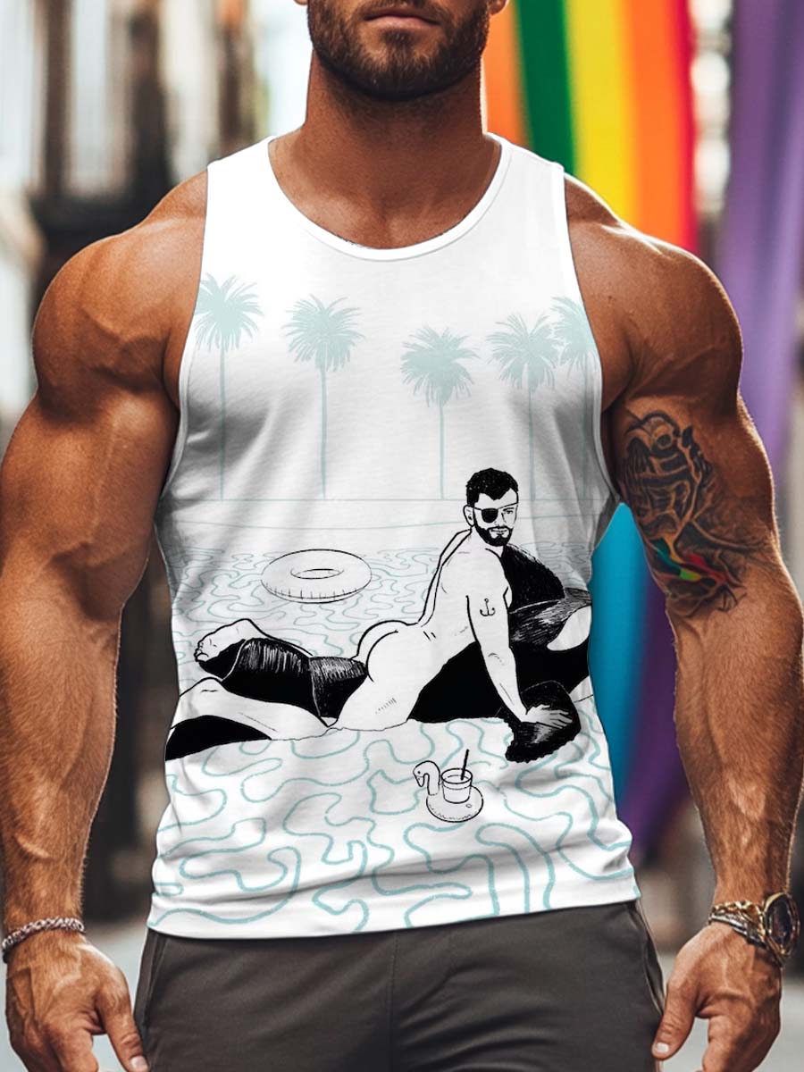 Men S Gay Swimming Pool Sexy Muscle Man Tank Top