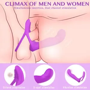 pornhint Pornhint Strap on Dildo Double Penetration Cock Penis Ring Vibra