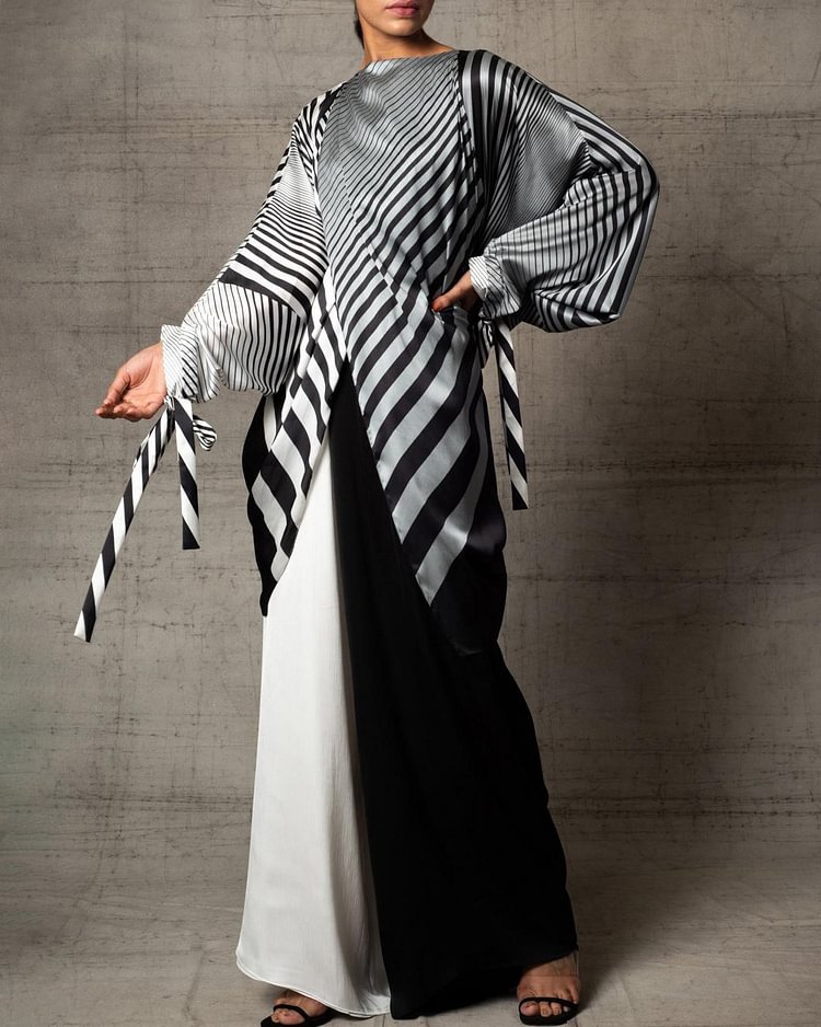 Black and white color contrast casual pants suit