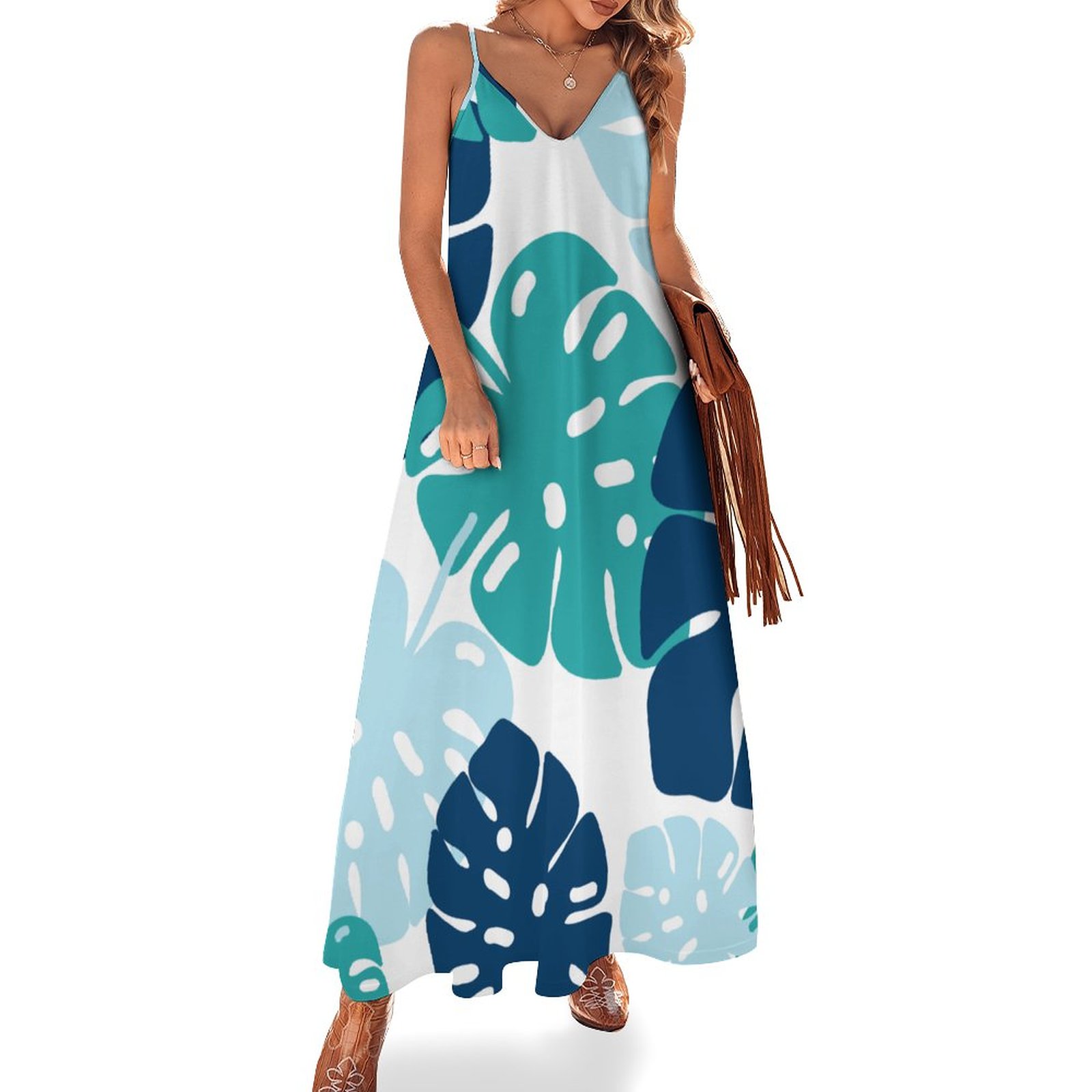 tropical flowy dress Satin Two-Piece Maxi Set | High-Neck Sleeveless Crop Top & Long Skirt | Formal  Evening Gown Outfit for Wedding Guest or Gala main image 0