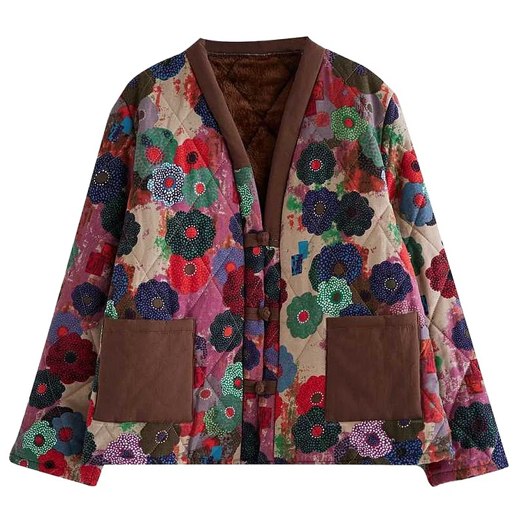 Ethnic Style Colorful Cotton Plushy Jacket