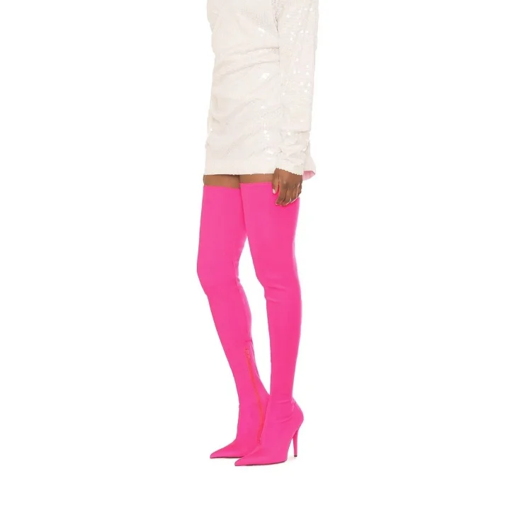 Hot Pink Thigh High Stretch Boots Vdcoo