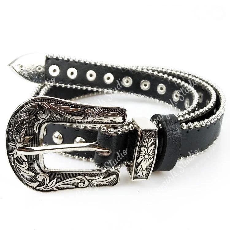 Ladies Vintage Engraved PU Leather Belt