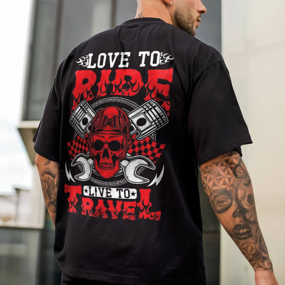Love To Ride Live To Travel Printed Men's T-shirt - Devcarry