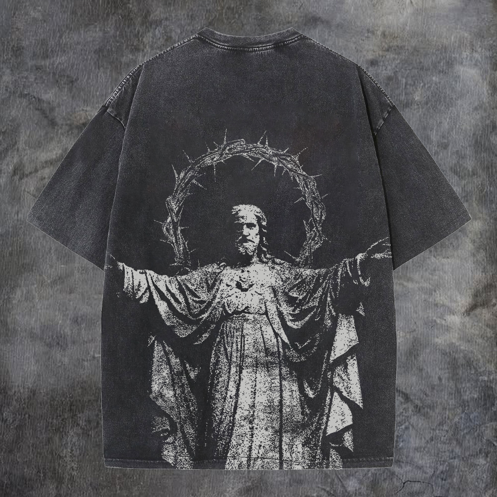 Jesus Christ Printed Men's Washed Tee