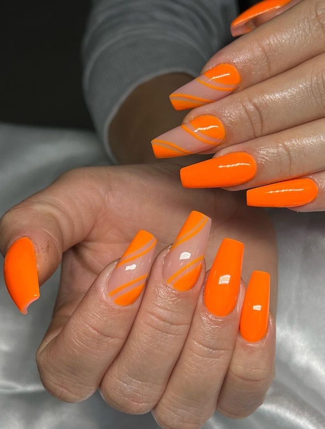 Summer Neon Orange Nail Designs of 2023