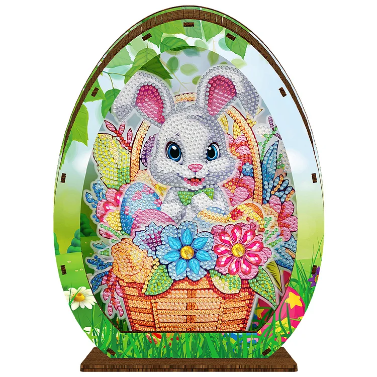 Wooden Easter Egg Rabbit Special Shaped Diamond Painting Lamp for Adult Kids