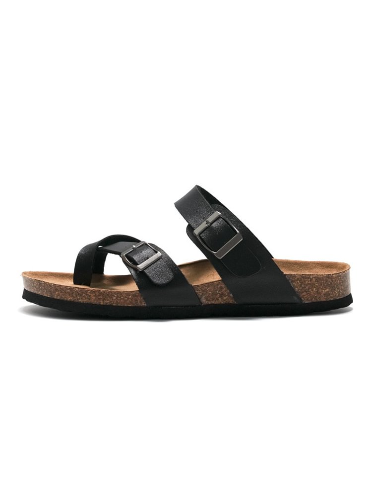 Comstylish Solid Color Buckle Breathable Casual Slippers