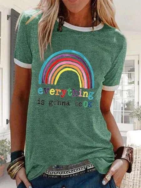 Bestdealfriday Printed Short Sleeve Crew Neck Shirts Tops