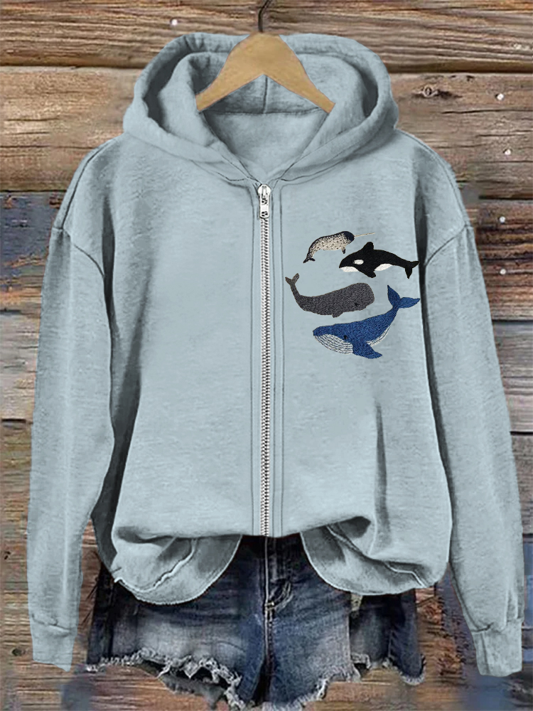 Hatley Nautical Whales Baby Zip up Hoodie main image 0