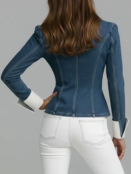 Stylish White Patchwork Denim Jacket