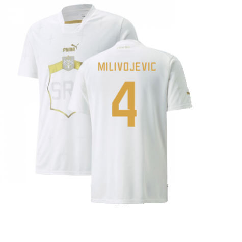 Serbia Luka Milivojević 4 Away Shirt Kit World Cup 2022