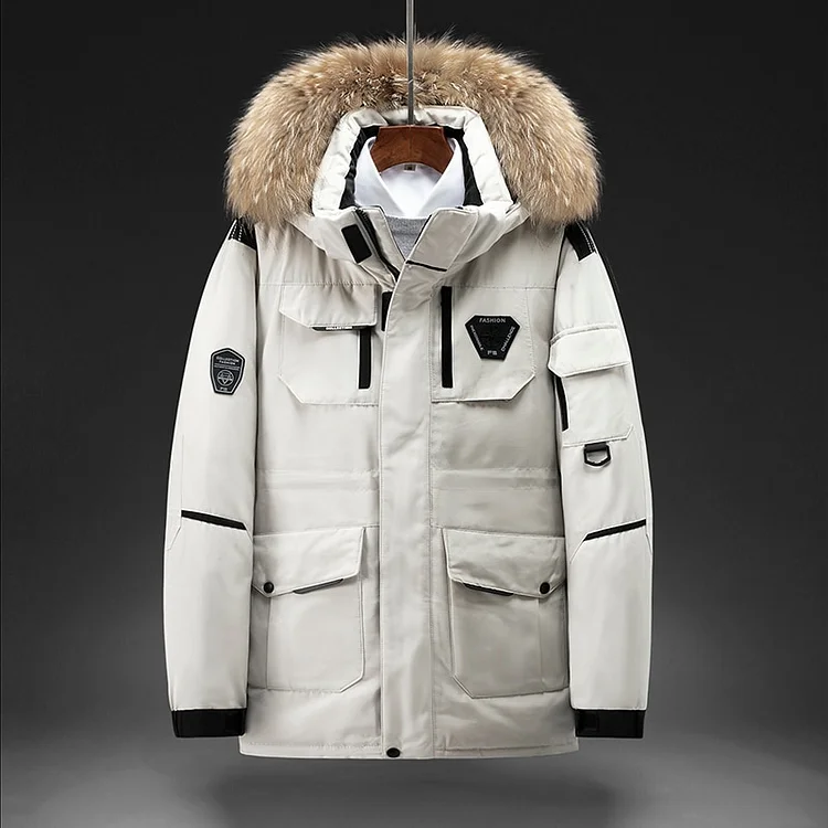 Winter New Men Solid Color Parkas White Duck Down Men's Stand Collar Warm Thick Jacket