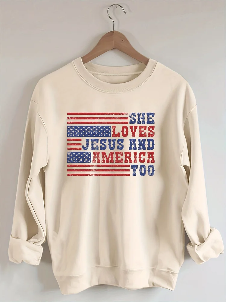 She Loves Jesus And America Too Sweatshirt socialshop