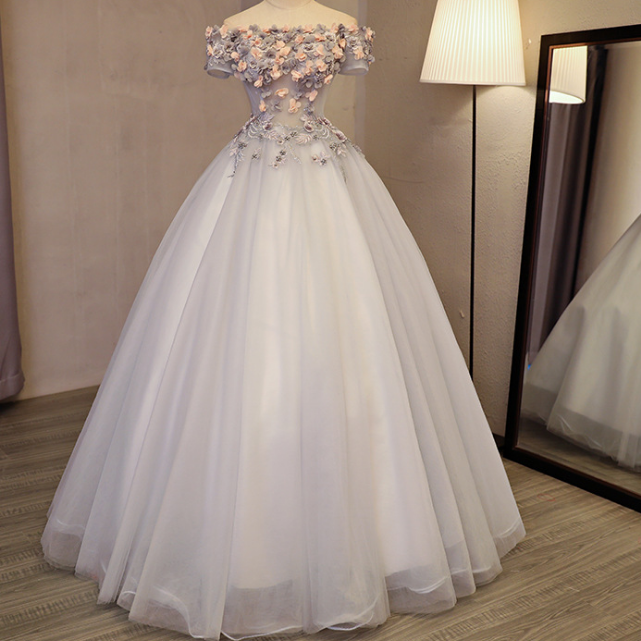 Tulle Lace Long Prom Evening Dress SP15333