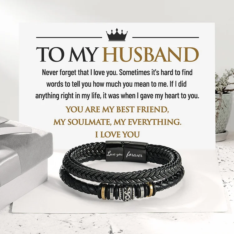 To My Husband Leather Braided Bracelet - You Are My Best Friend, My Soulmate, My Everything