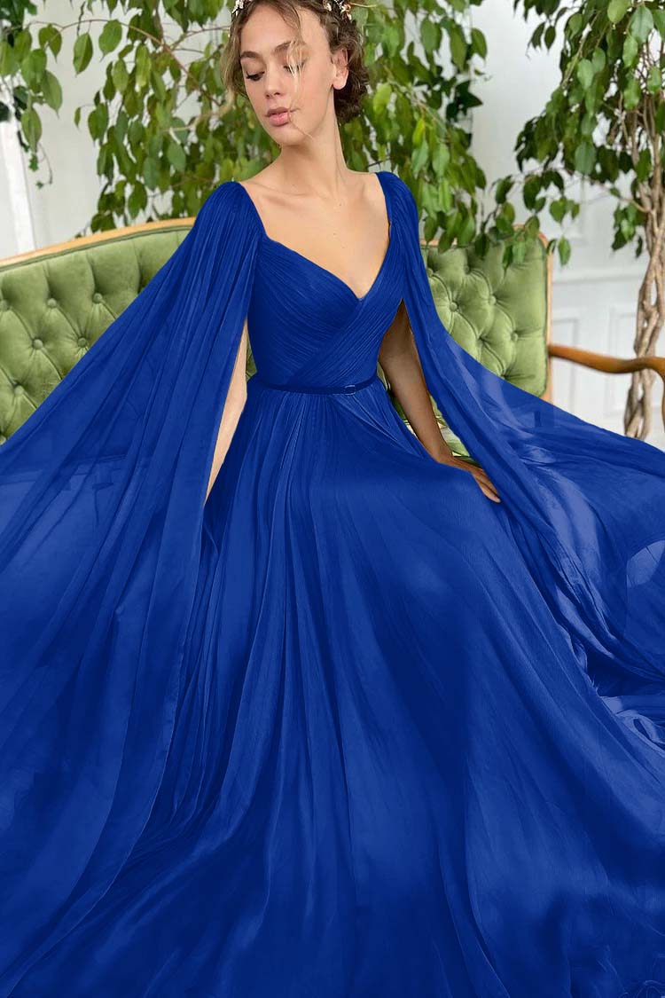 Daisda Elegant Green Long Puffy Sleeves Formal Prom Dress Sweetheart Tulle With Split