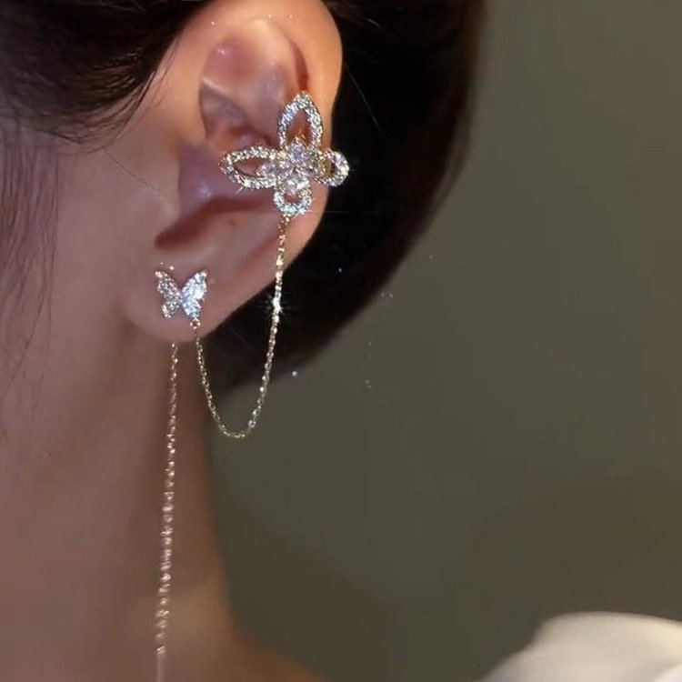 Butterfly Tassel Ear Bone Clip Ear Wire