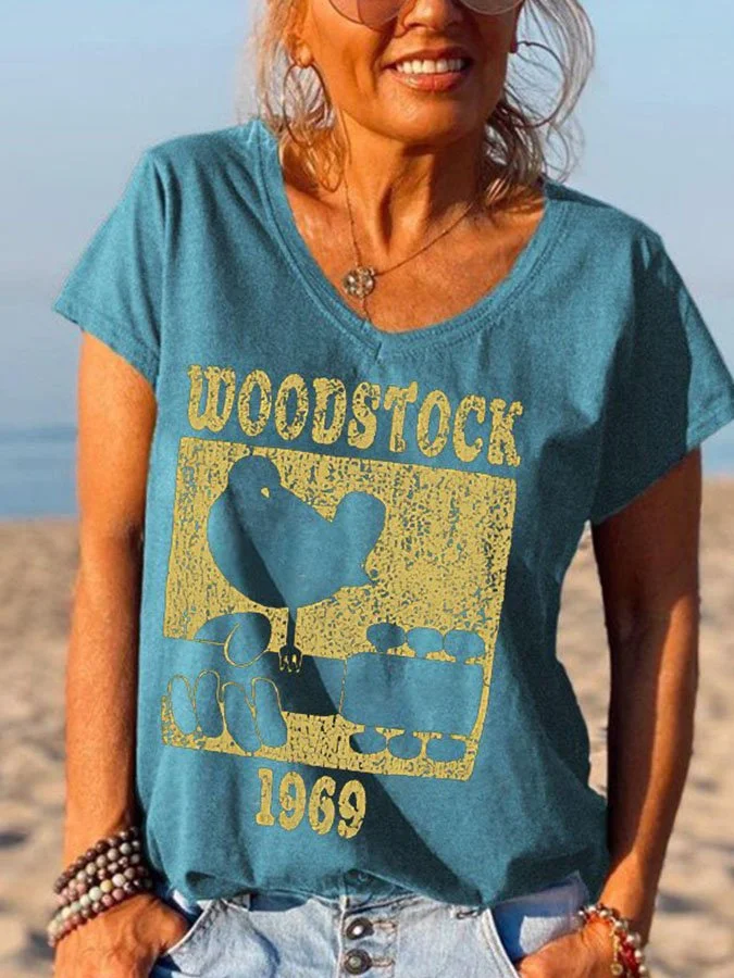 V-Neck Print T-Shirt socialshop