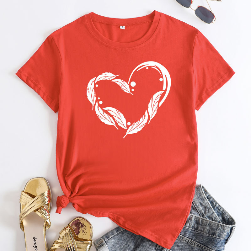 Feather Heart Women's Cotton T-Shirt | ARKGET
