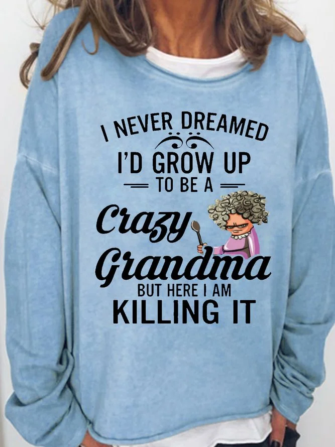 Long Sleeve Crew Neck Women's Funny Text Letter Grandma Sweatshirt