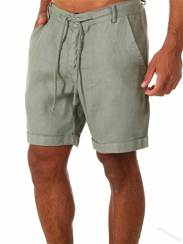 Men's Shorts Bermuda shorts Linen Shorts Drawstring Plain Breathable Soft Short Daily Holiday Beach Linen / Cotton Blend Casual Green White Micro-elastic
