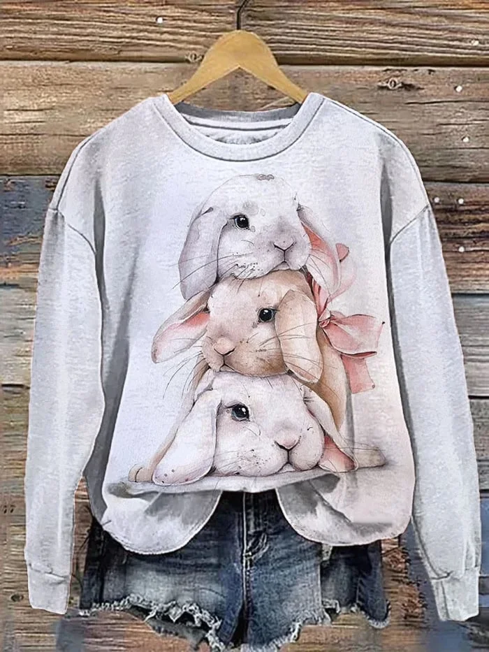 Women's Cute Bunny Print Sweatshirt