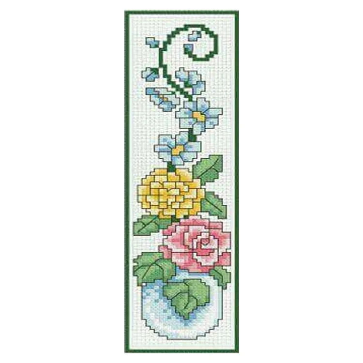 11CT Stamped Double-Sided Flower Vines Cross Stitch Bookmark Kit 18x6cm gbfke