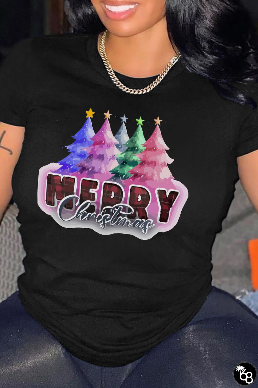 Casual Daily Print Santa Claus Patchwork O Neck T-Shirts | 168DEAL