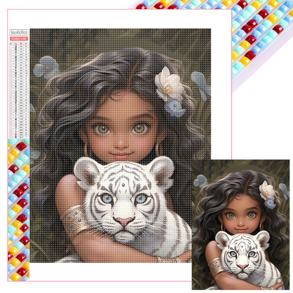 Cute Pet Girl - Full Square - Diamond Painting(30*40cm)