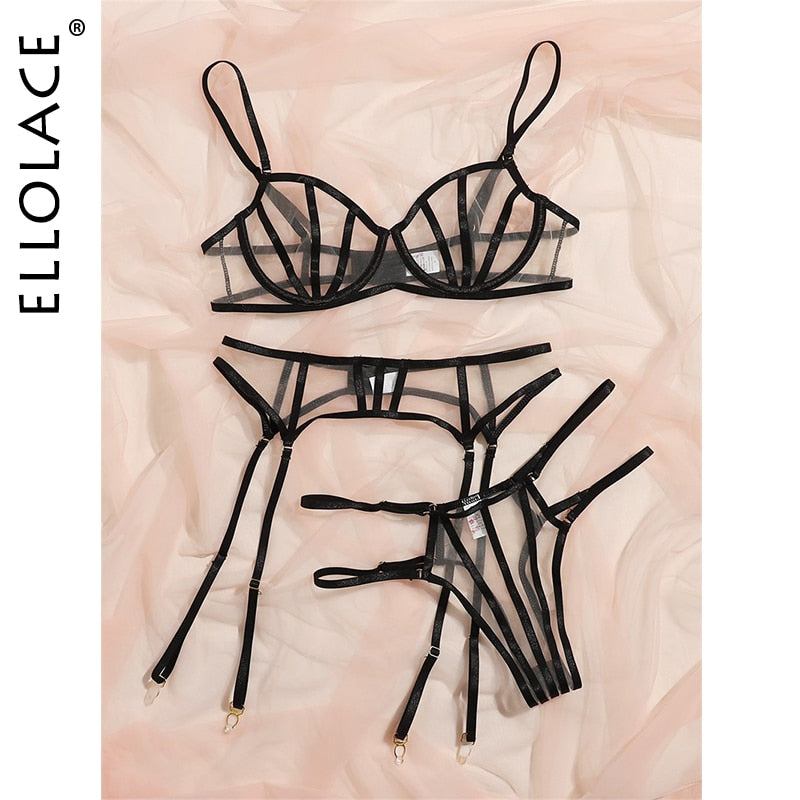 Ellolace Sexy Lingerie Exotic Costumes Push Up Set Woman Pieces