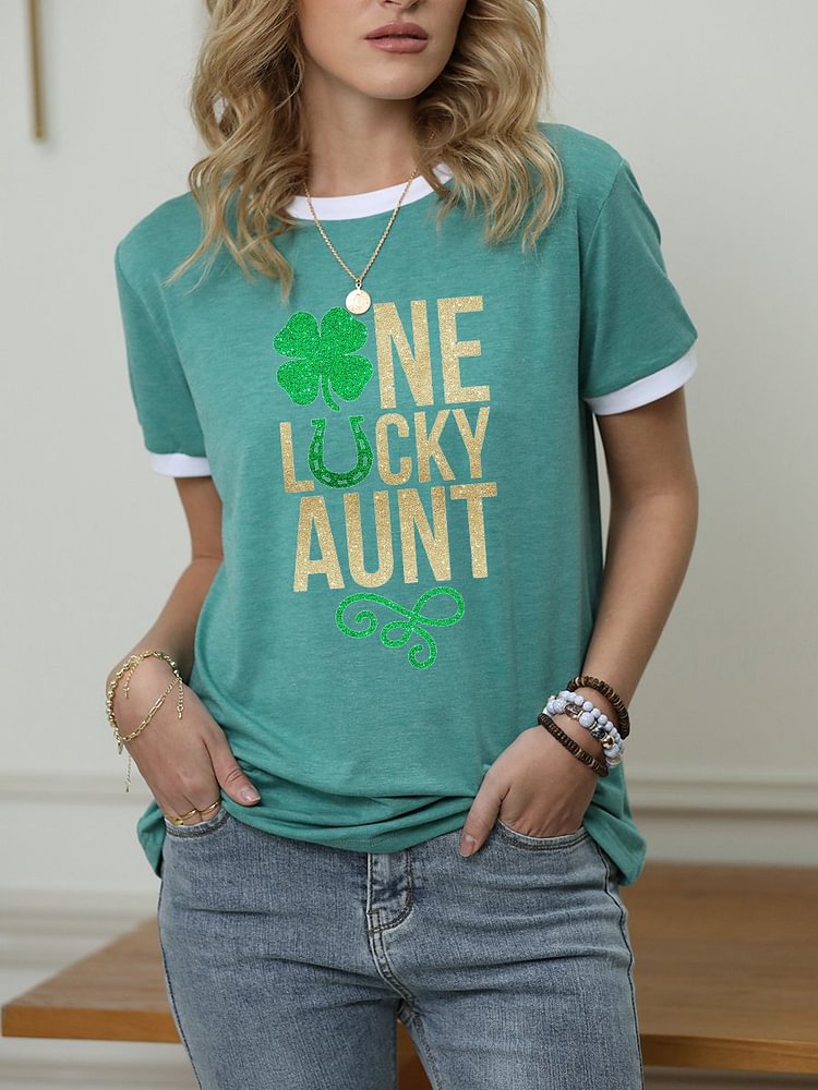 Bestdealfriday St Patty's Day One Lucky Aunt Graphic Tee