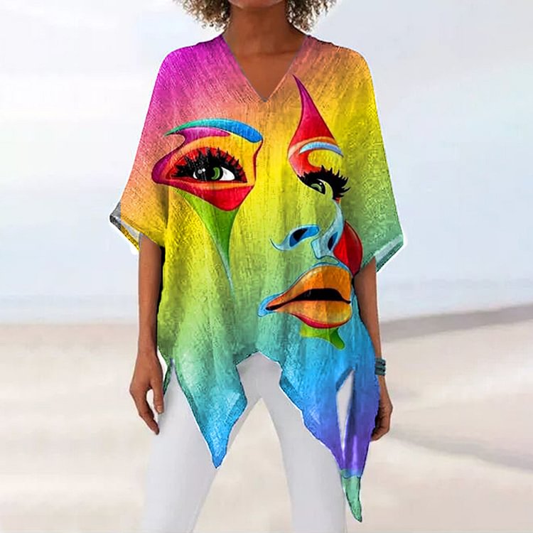 Comstylish Abstract Print Casual T-Shirt