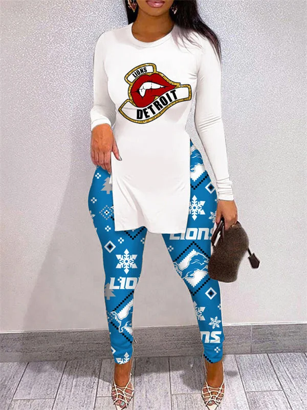 Detroit Lions
Limited Edition High Slit Shirts And Leggings Two-Piece Suits